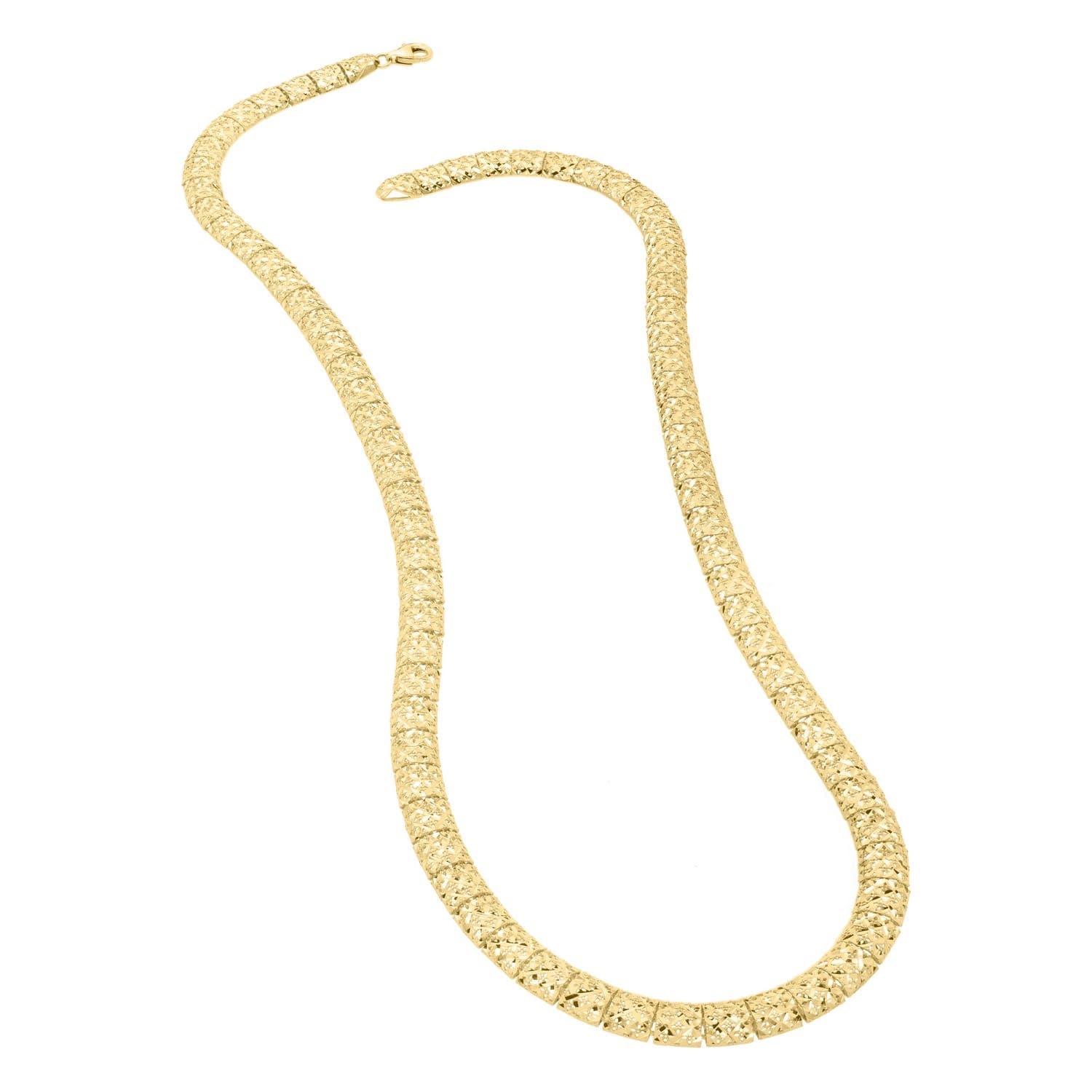 10K Yellow Gold Diamond Cut Square Link Necklace view 3