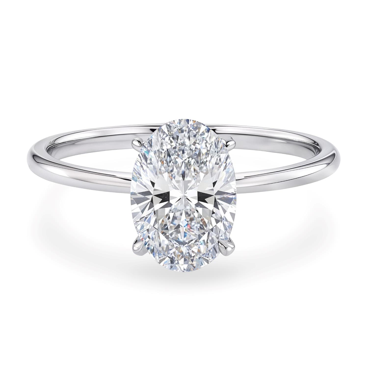 1 1/2 Carat Oval Lab Grown IGI G/VS1 Diamond Solitaire Ring in 14K White Gold — alternate view