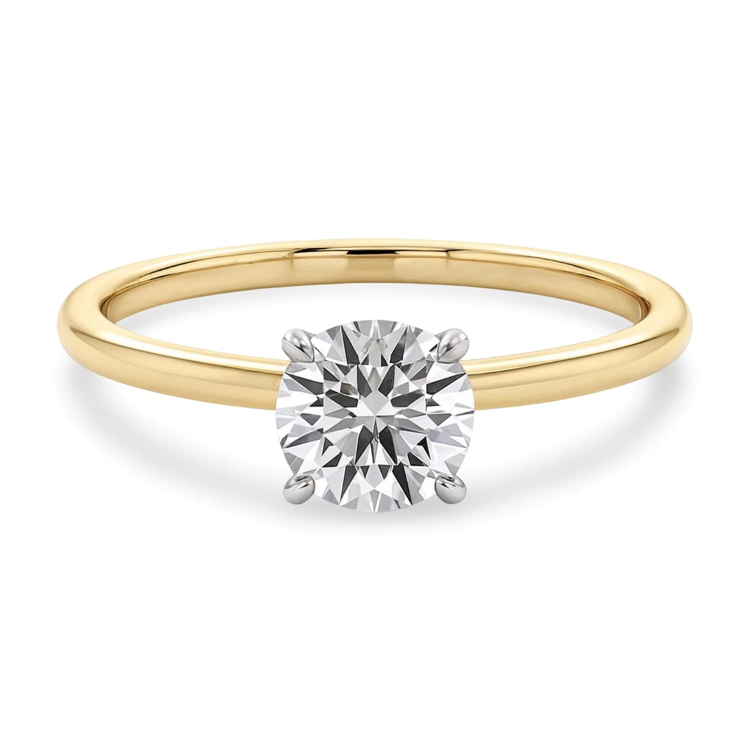 3/4 Carat Round Lab Grown IGI G/VS1 Diamond Solitaire Ring in 14K Yellow Gold — alternate view