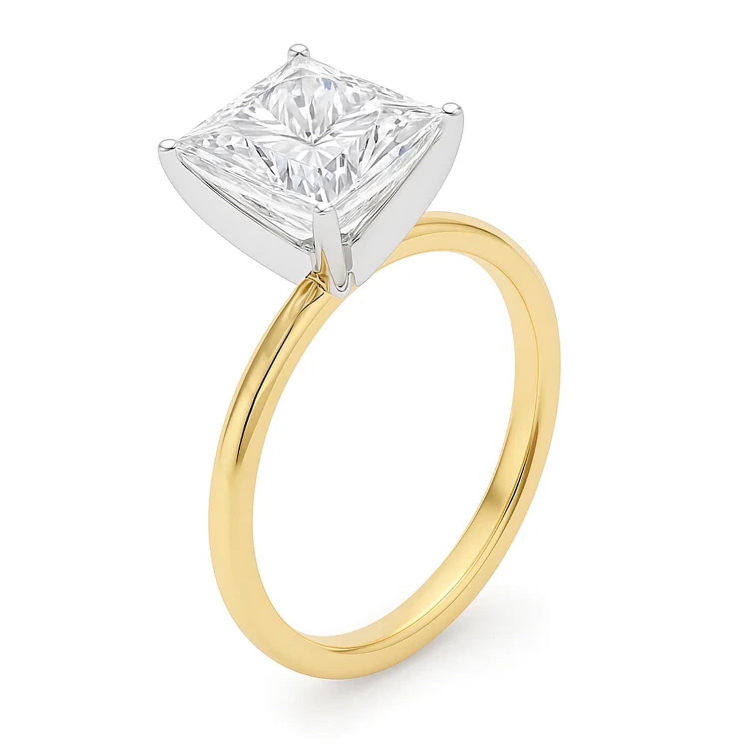 5 Carat Princess Lab Grown IGI G/VS1 Diamond Solitaire Ring in 14K Yellow Gold — alternate view