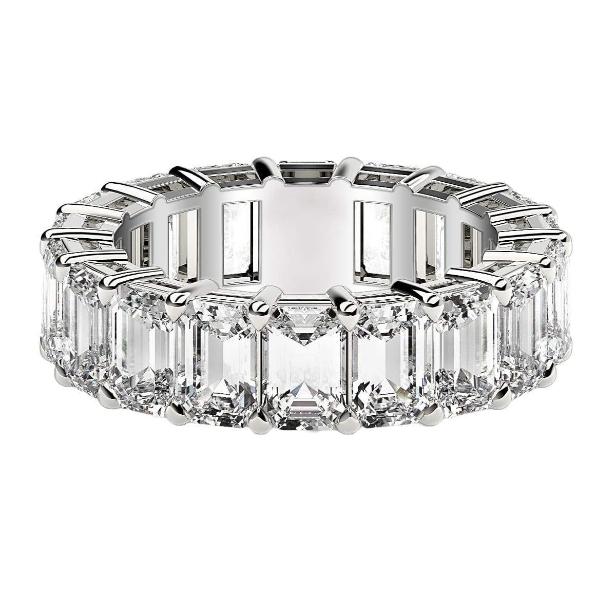 Emerald Cut Lab Grown Diamond Eternity Ring in 14k White Gold (8 cttw FG/VS2) — alternate view
