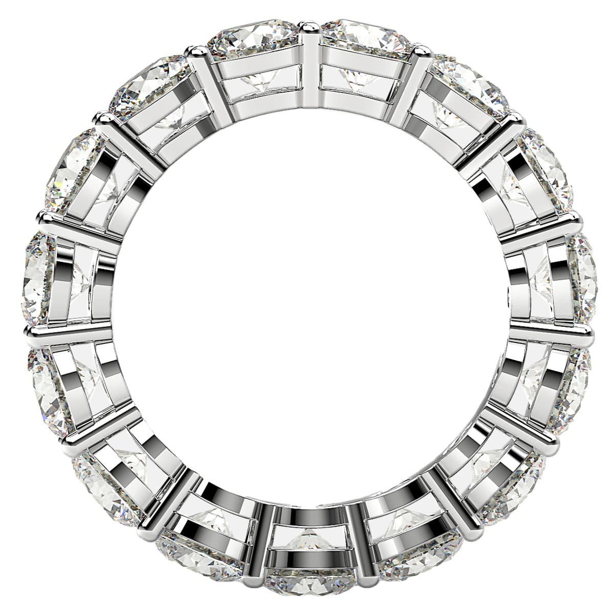 Round Cut Lab Grown Diamond Eternity Ring in 14k White Gold (5 cttw FG/VS2) view 3