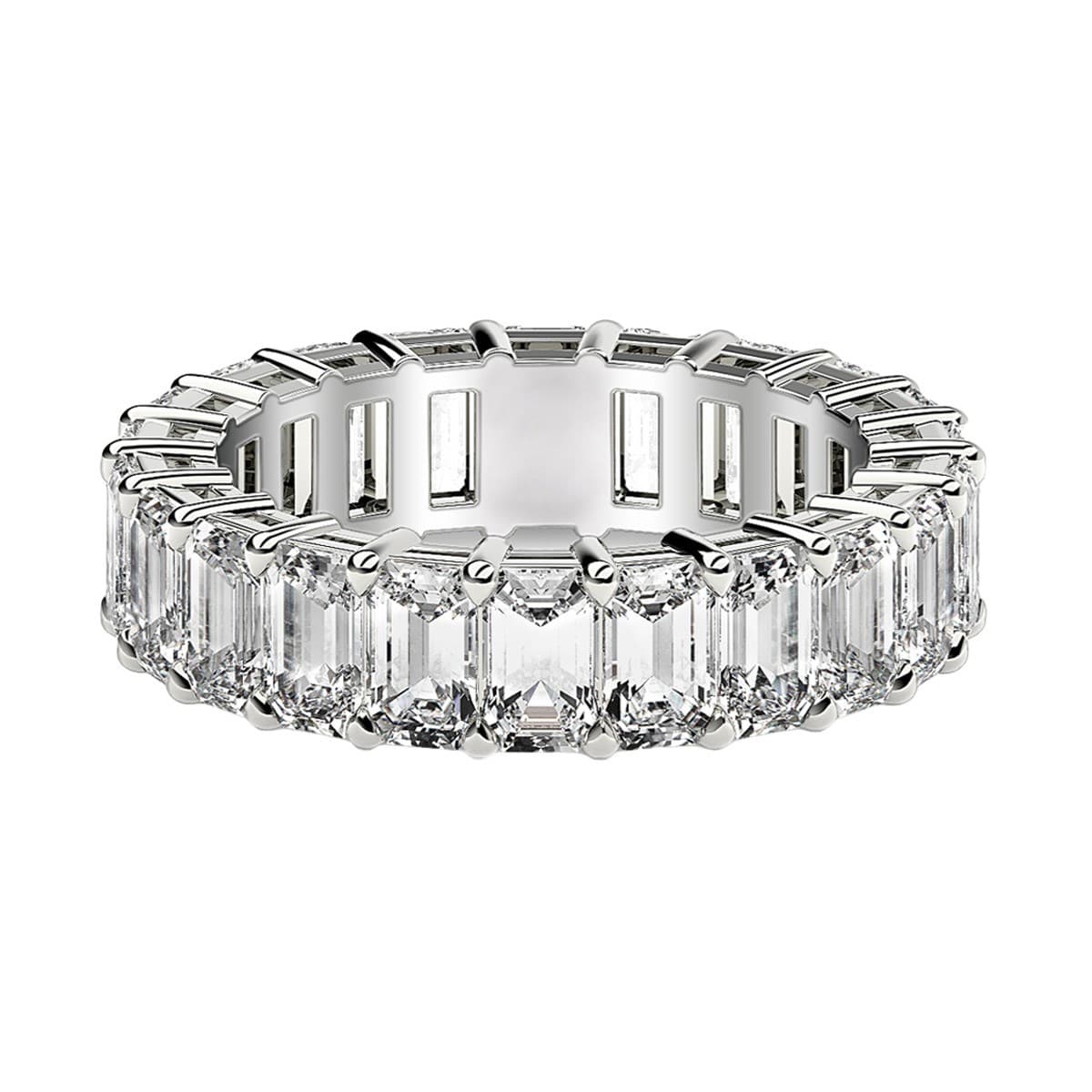 Emerald Cut Lab Grown Diamond Eternity Ring in 14k White Gold (4 cttw FG/VS2) — alternate view