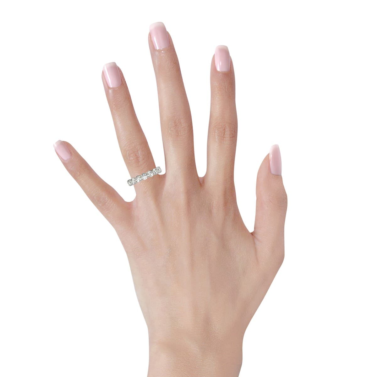 Round Cut Lab Grown Diamond Eternity Ring in 14k White Gold (4 cttw FG/VS2) view 5