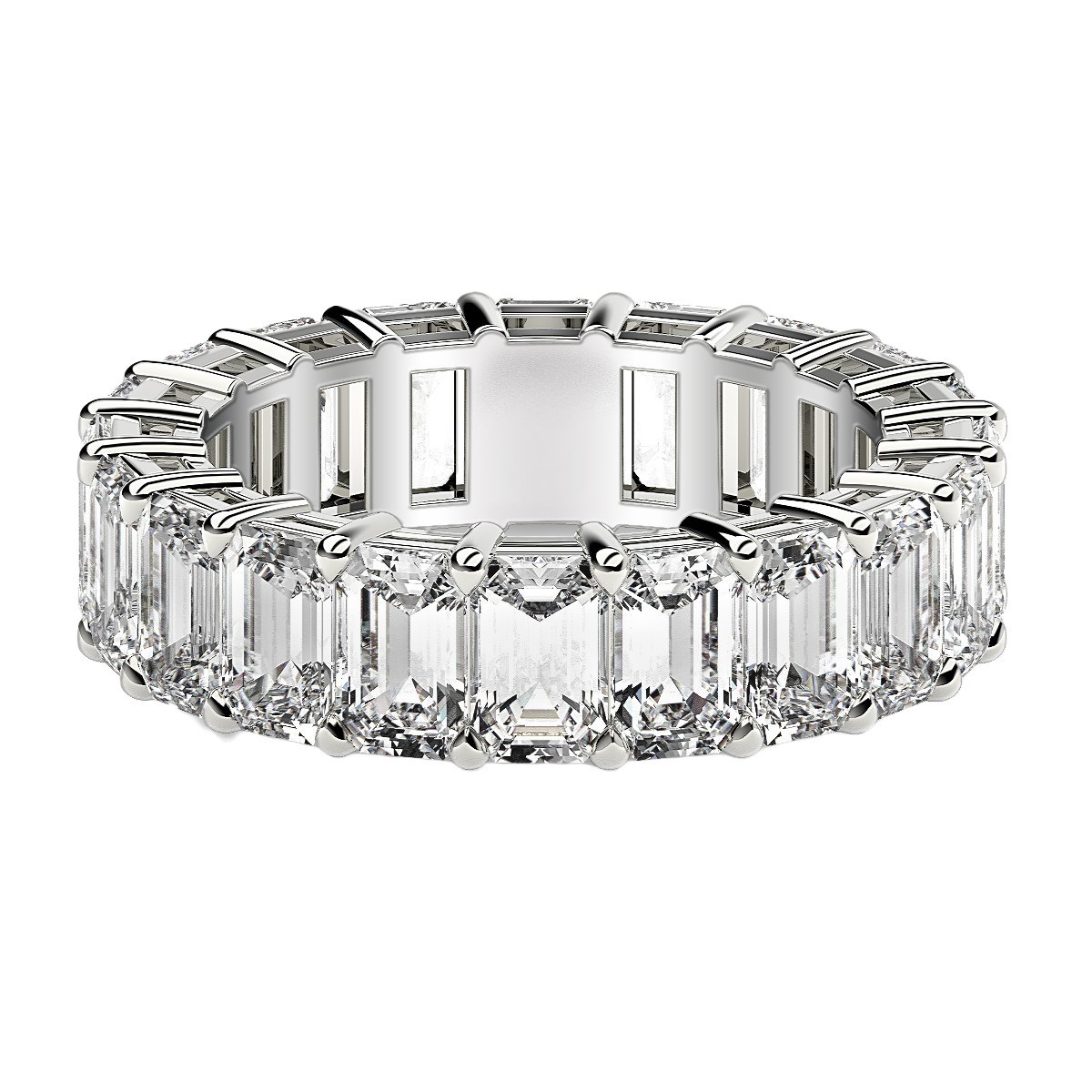Emerald Cut Lab Grown Diamond Eternity Ring in 14k White Gold (7 cttw FG/VS2) — alternate view