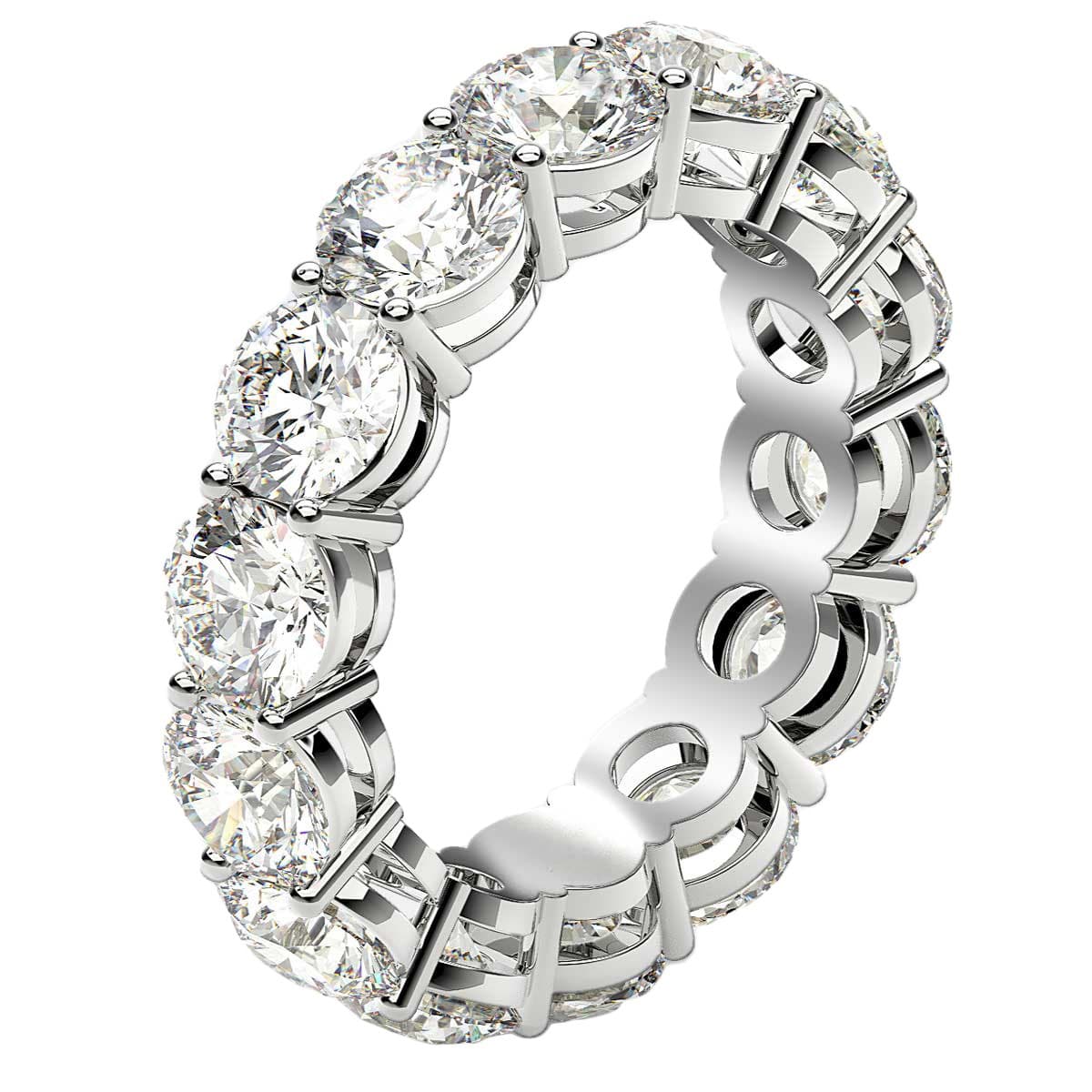 Round Cut Lab Grown Diamond Eternity Ring in 14k White Gold (6 cttw FG/VS2) view 4