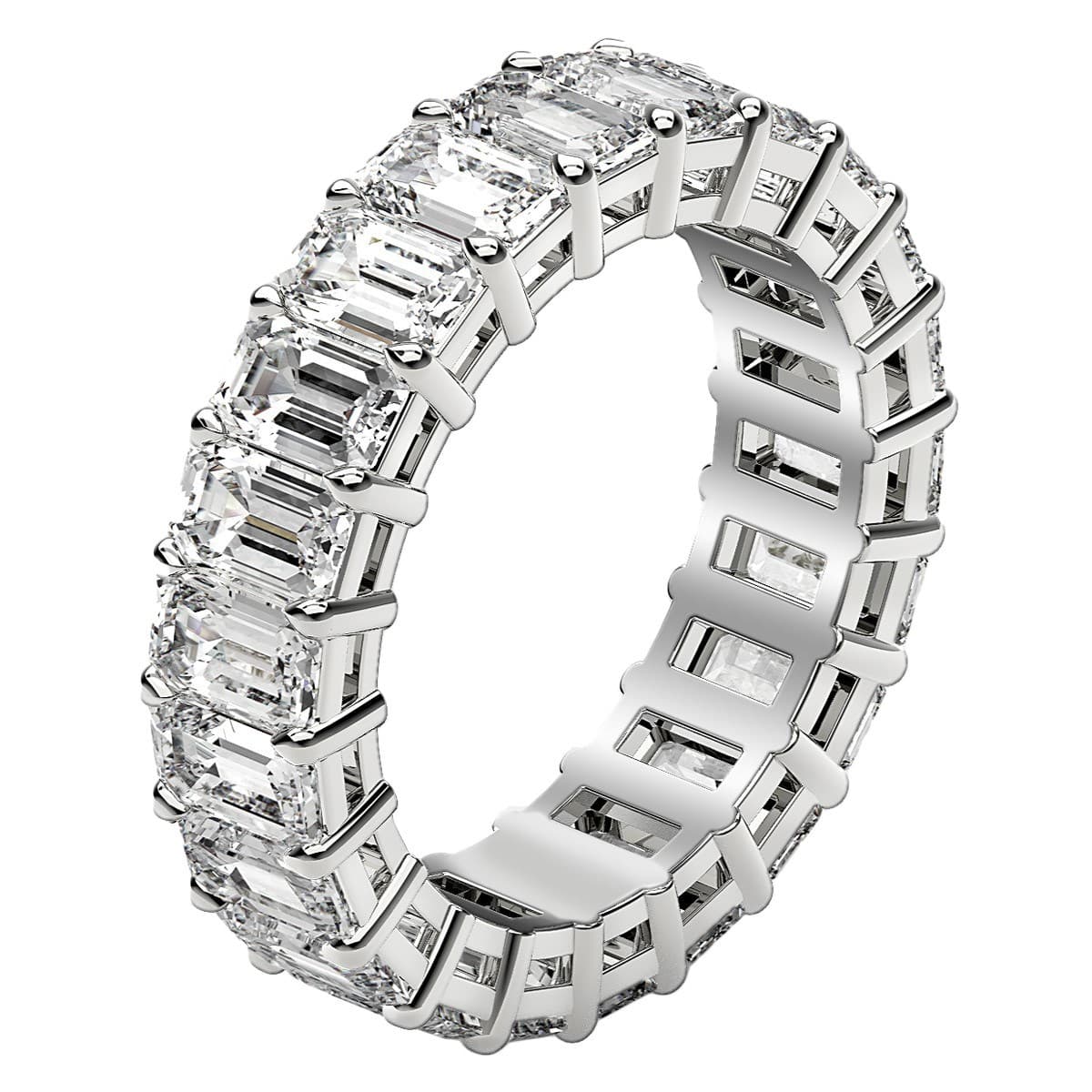 Emerald Cut Lab Grown Diamond Eternity Ring in 14k White Gold (6 cttw FG/VS2) view 4