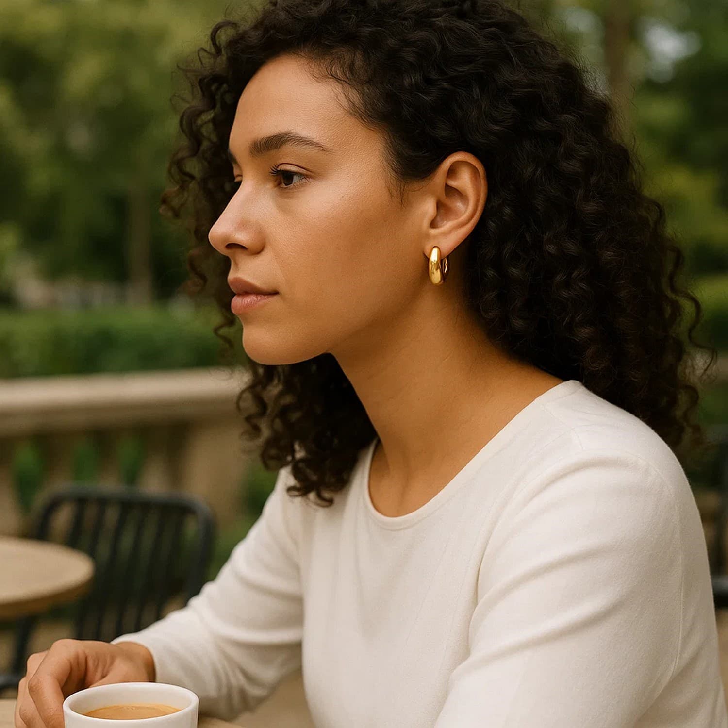 Tapered Huggie Hoop Earrings in 14K Yellow Gold view 4