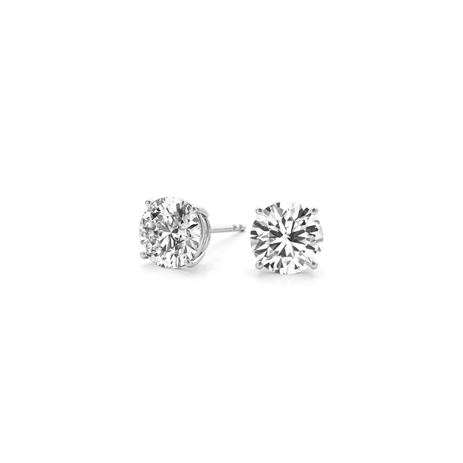2 cttw Certified IGI Lab Grown Round Diamond Stud Earrings 14k White Gold(G/VS2) view 3