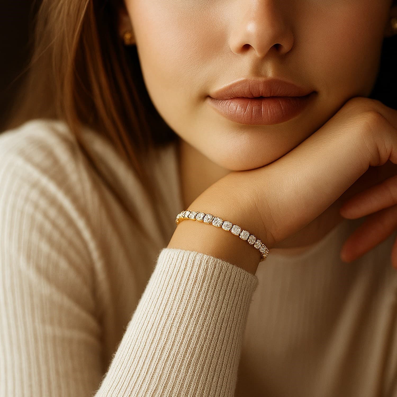5 ctw Lab-Grown Diamond Tennis Bracelet in 14k Yellow Gold (F-G, VS2-SI1) view 5
